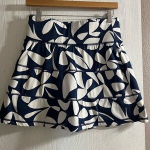 T By Talbots Performance Interlock Tiered Skirt Bold Blue & White size XS